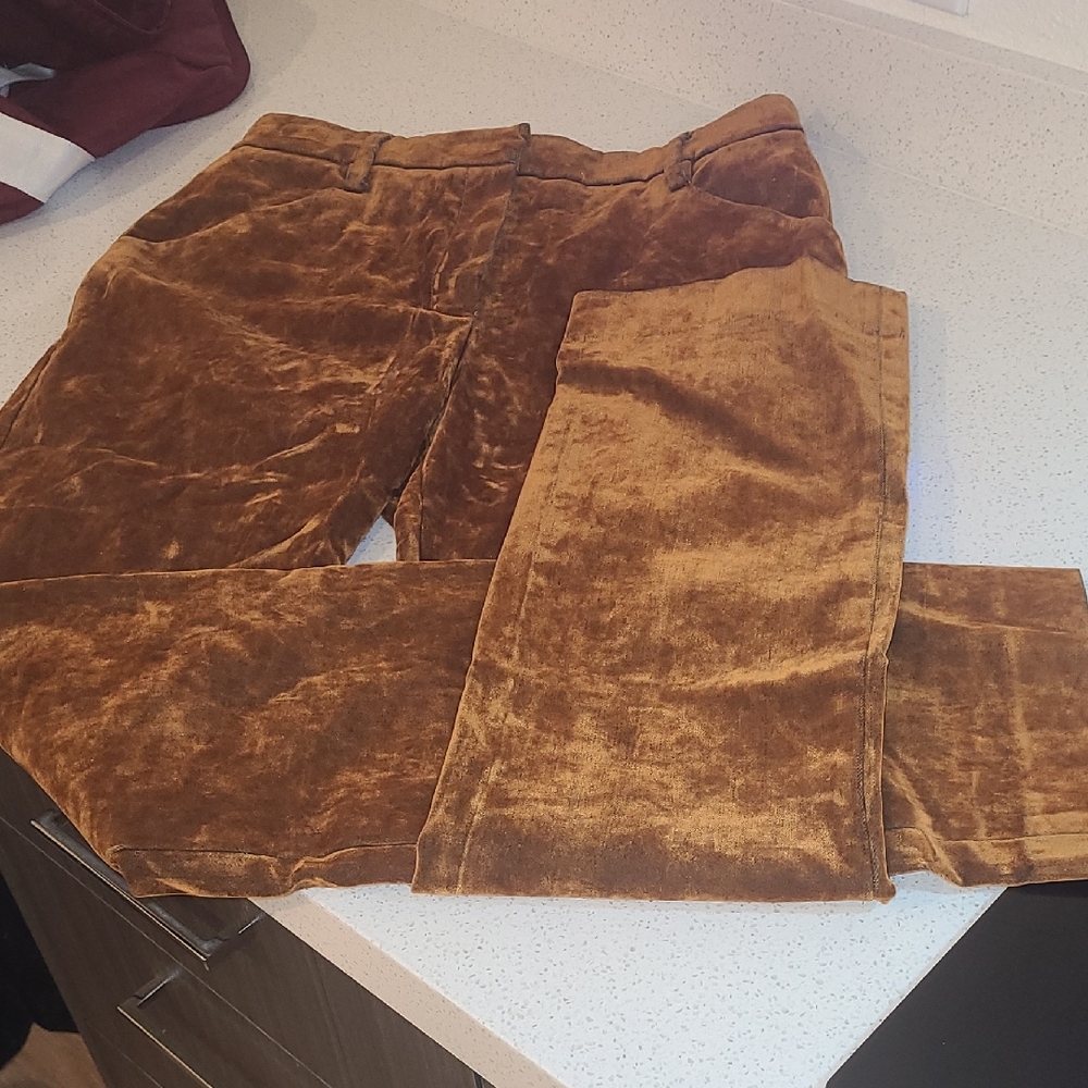 Luxurious Velvet Skinny Pants in Warm Tan